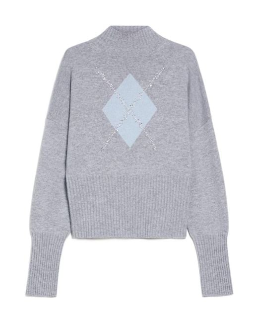 Max Mara Gray Studio High Neck Long-Sleeved Jumper
