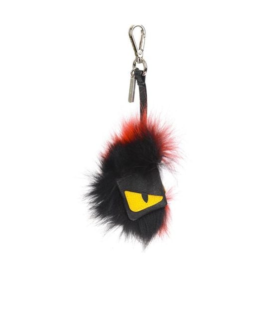 Fendi Red Eye Pattern Fox Fur Key Chain for men