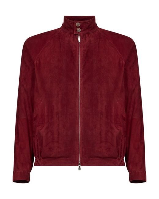 Brunello Cucinelli Red Stand Collar Unlined Jacket for men