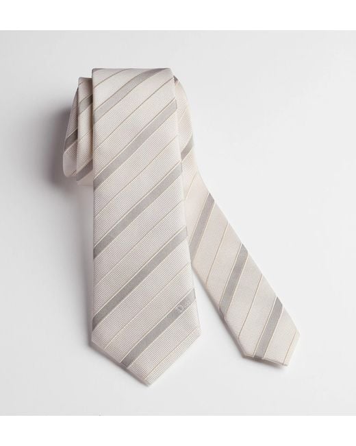 Dior White Striped Tie for men