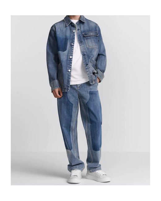 Dior Blue Homme Panelled Straight-Leg Jeans for men