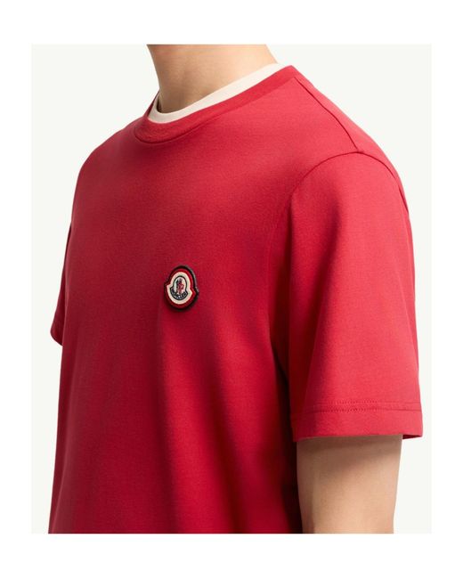 Moncler Red Logo Cotton Jersey T-Shirt for men
