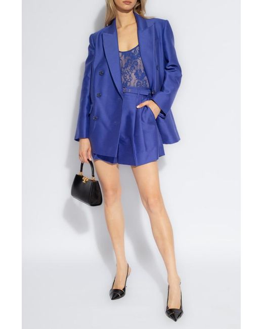 Zimmermann Blue Belted High-Waisted Shorts