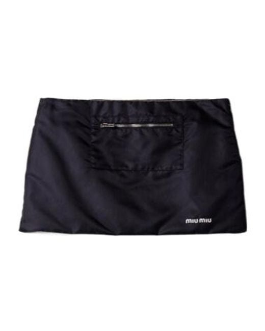 Miu Miu Blue Technical Gazar Fleece Mini Skirt
