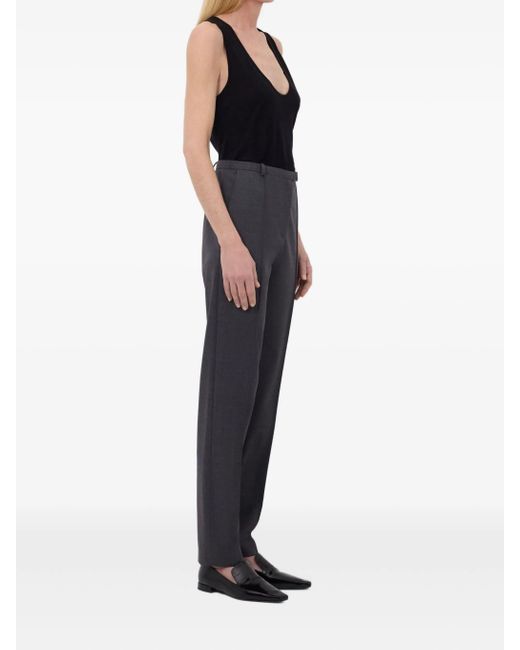 Loulou de Saison Gray Malka Pleat-Front Fitted Trousers