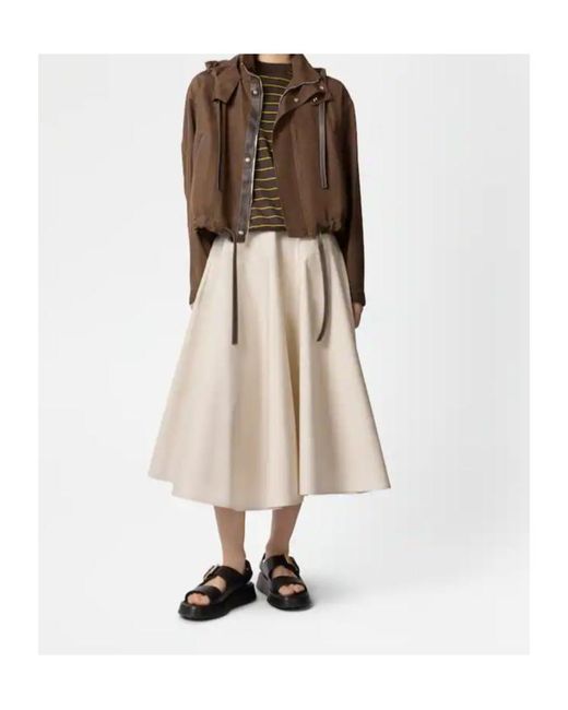 Tod's Natural A-Line Panelled Midi Skirt