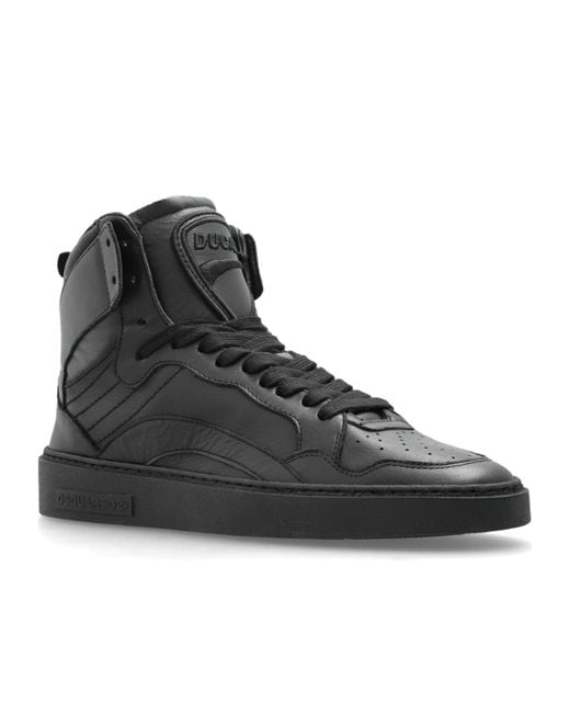 DSquared² Black X Ducati Lace-Up Mid-Top Sneakers for men