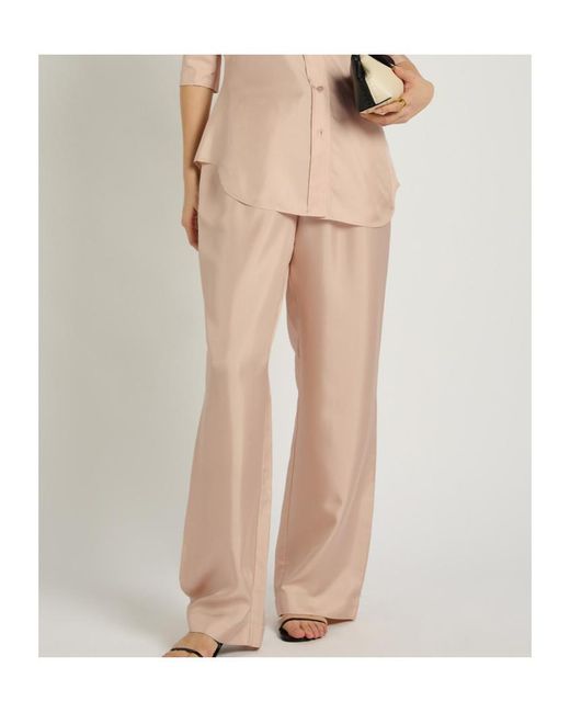 Rohe Pink Drawstring Straight-Leg Silk Trousers