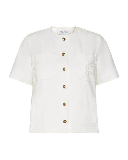 Max Mara White Mxmzanzara Short-Sleeved Button-Up Jacket
