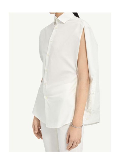 MM6 by Maison Margiela White Embroidered Sleeveless Shirt