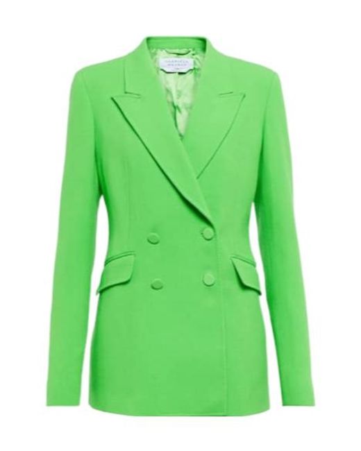 Gabriela Hearst Green Double-Breasted Virgin Wool Suit Jacket
