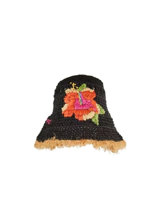 Etro Floral-Embroidered Raffia Bucket Hat