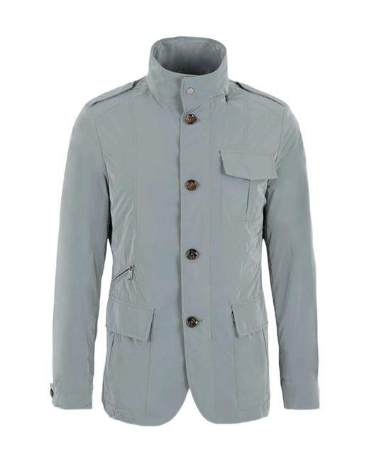 Moorer Blue Porto Os Hooded Field Jacket for men