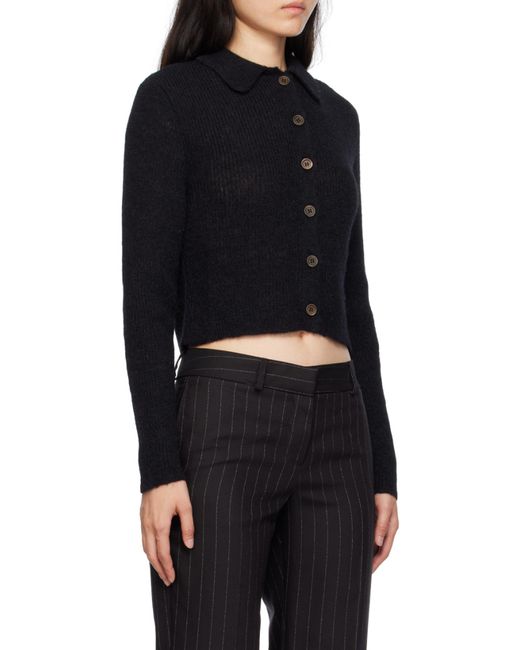Our Legacy Black Mazzy Long Sleeved Ribbed-Knit Cardigan