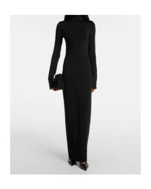 Galvan Black Iris Turtleneck Jersey Maxi Dress