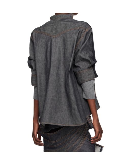 Sacai Black Denim Knitted Buttoned Cardigan