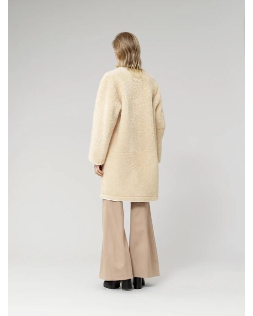Chloé Natural Single-Breasted Shearling Coat