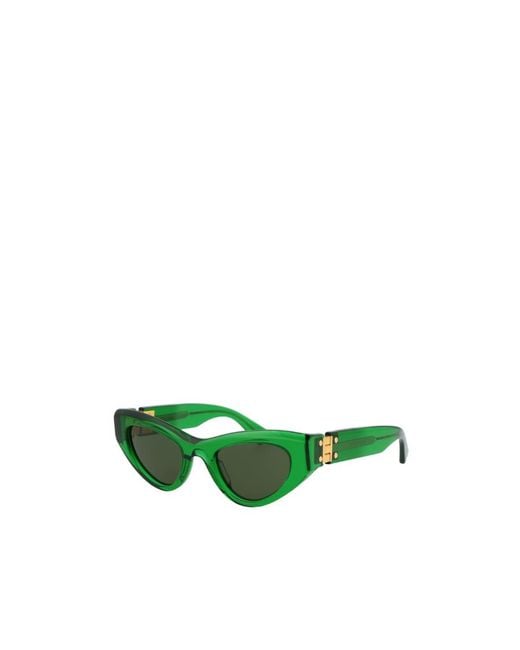 Bottega Veneta Green Eyewear Straight Arm Cat-Eye Frame Sunglasses
