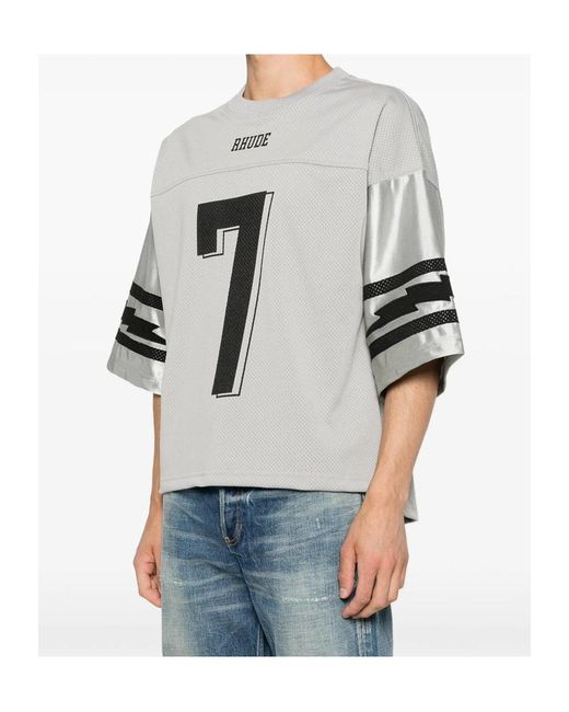 Rhude Gray Lightning Football T-Shirt for men
