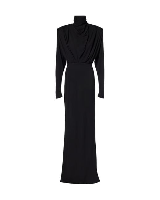 Mugler Black Draped Knit Dress