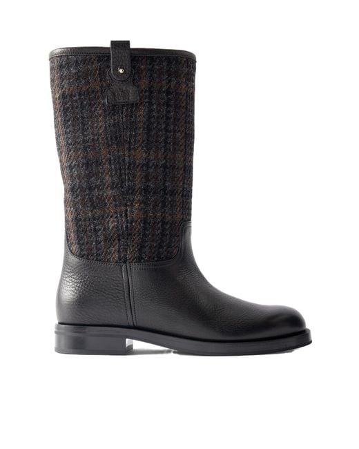 Church's Black Tweed And Leather Boots