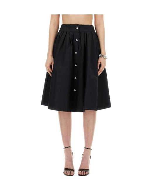 Moschino Black Logo Logo Pleated Skirt