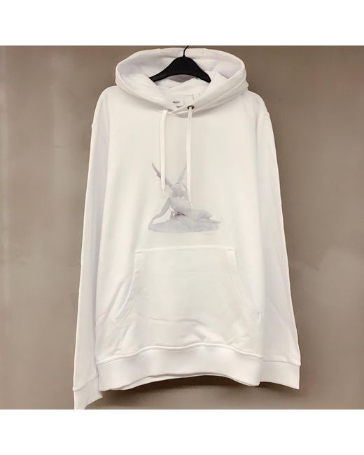 Burberry White Cupid-Print Hoodie for men
