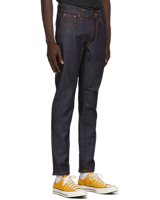 Nudie Jeans Blue Lean Dean Low-Rise Slim Jeans for men