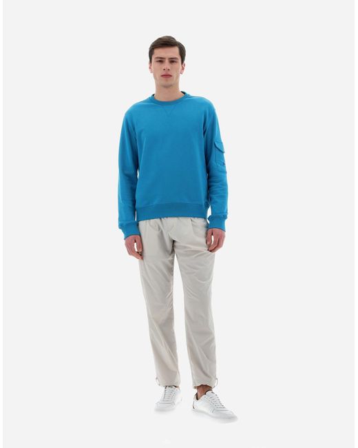 Herno Blue Flap-Pocket Detailed Crewneck Sweatshirt for men