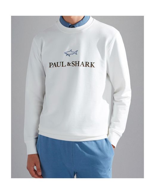 Paul & Shark White Printed Sweatshirt for men