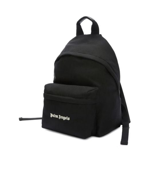 Palm Angels Black Logo-Embroidered Zipped Backpack for men