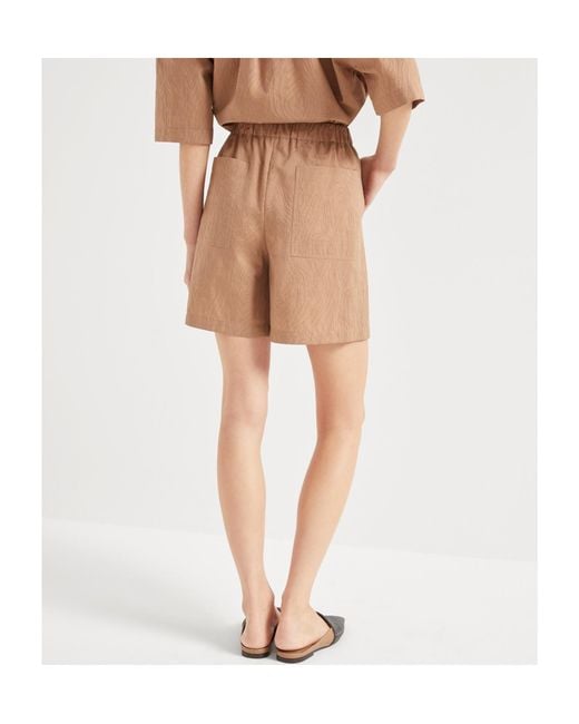 Brunello Cucinelli Natural Cotton-Blend Shorts
