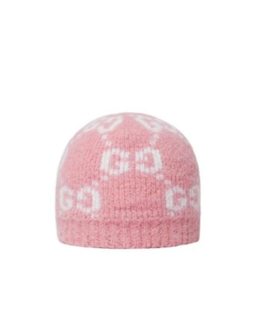 Gucci Pink Gg Alpaca Blend Hat