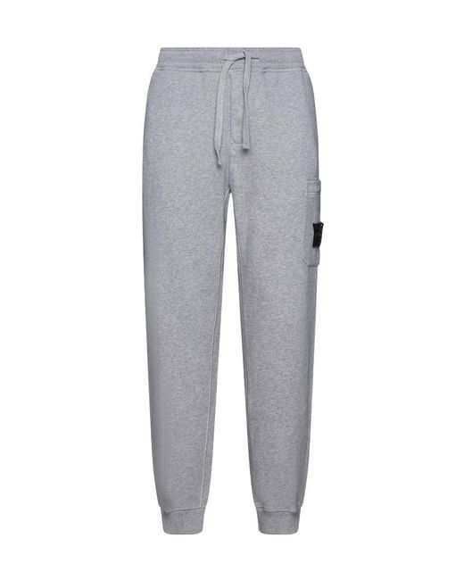 Stone Island Gray Logo Patch Drawstring Track Trousers for men