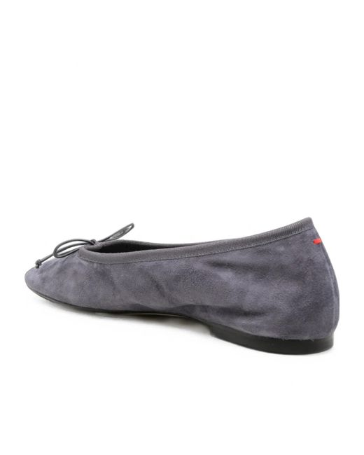 Aeyde Gray Tiby Bow-Detail Suede Ballet Flats