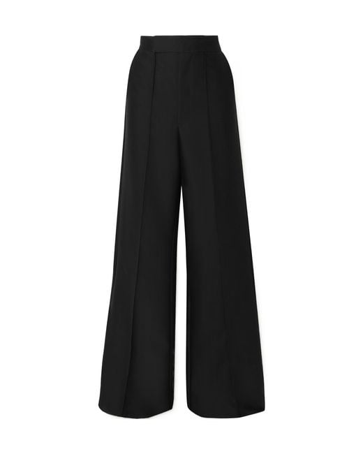 Maticevski Black Wool And Silk-Blend Wide-Leg Pants