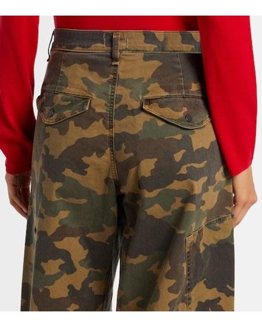 Citizens of Humanity Green Flight Camouflage Twill Barrel-Leg Pants