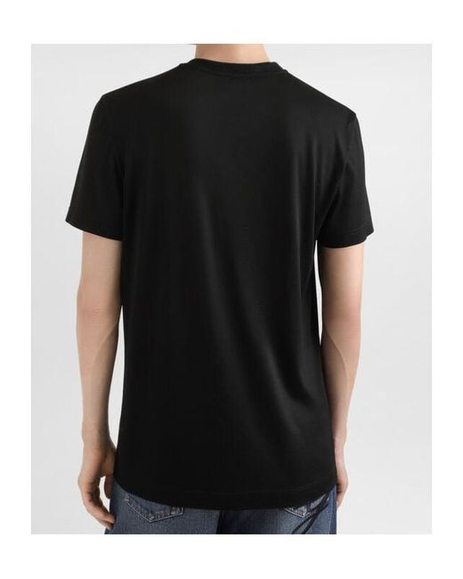 Dolce & Gabbana Black Logo Embroidered Crewneck T-Shirt for men