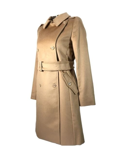 Max Mara Natural Long-Sleeved Lapel Coat