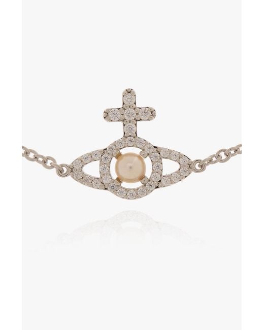 Vivienne Westwood Metallic Olympia Embellished Chain-Linked Bracelet