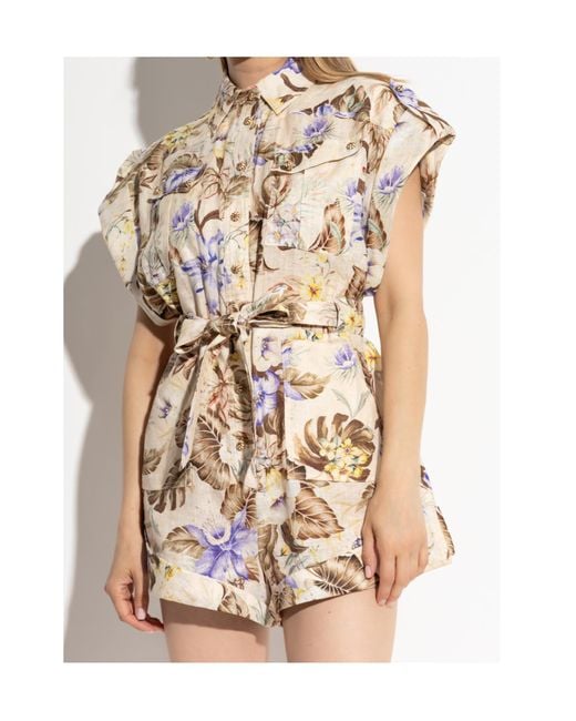 Zimmermann Metallic Floral Pattern Jumpsuit