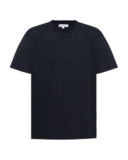 J.W. Anderson Blue Jw Anderson Logo Embroidered Short-Sleeved T-Shirt for men