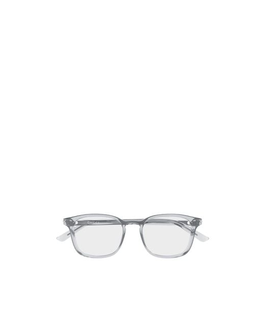Gucci White Eyewear Square Frame Glasses for men