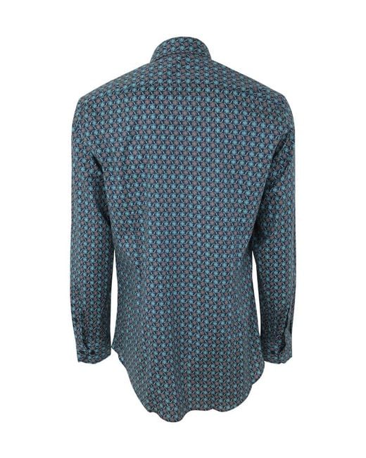 Etro Blue Graphic Printed Buttoned Shirt for men