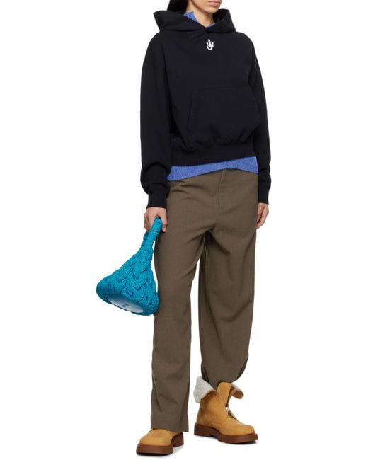J.W. Anderson Black Jw Anderson Anchor Logo Cropped Hoodie