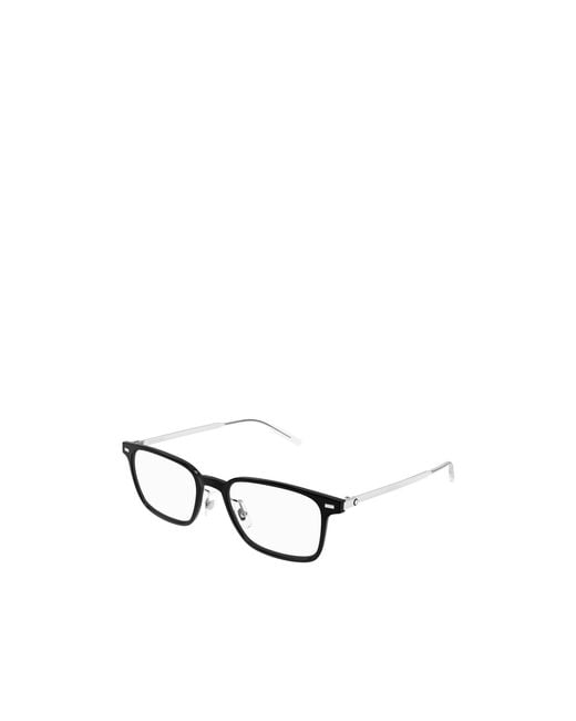 Montblanc White Eyewear Rectangle Frame Glasses for men
