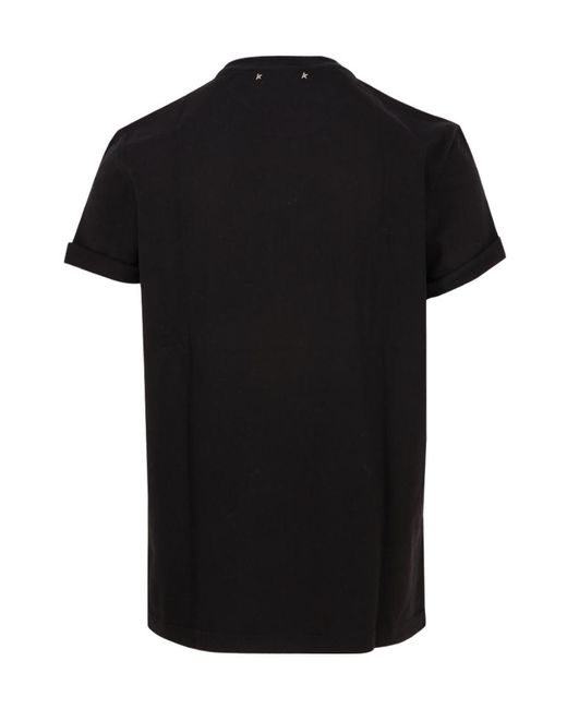 Golden Goose Deluxe Brand Black Logo Embroidered Crewneck T-Shirt for men