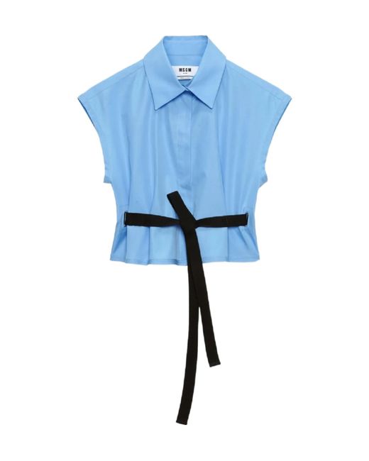 MSGM Blue Belted Blouse
