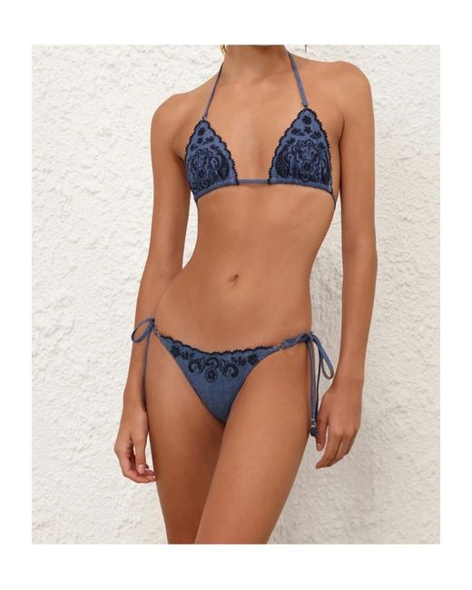 Zimmermann Blue Embroidered Bikini Two-Piece Set