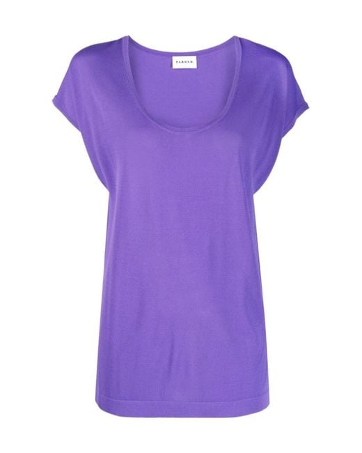 P.A.R.O.S.H. Purple Knitted Short-Sleeve Top